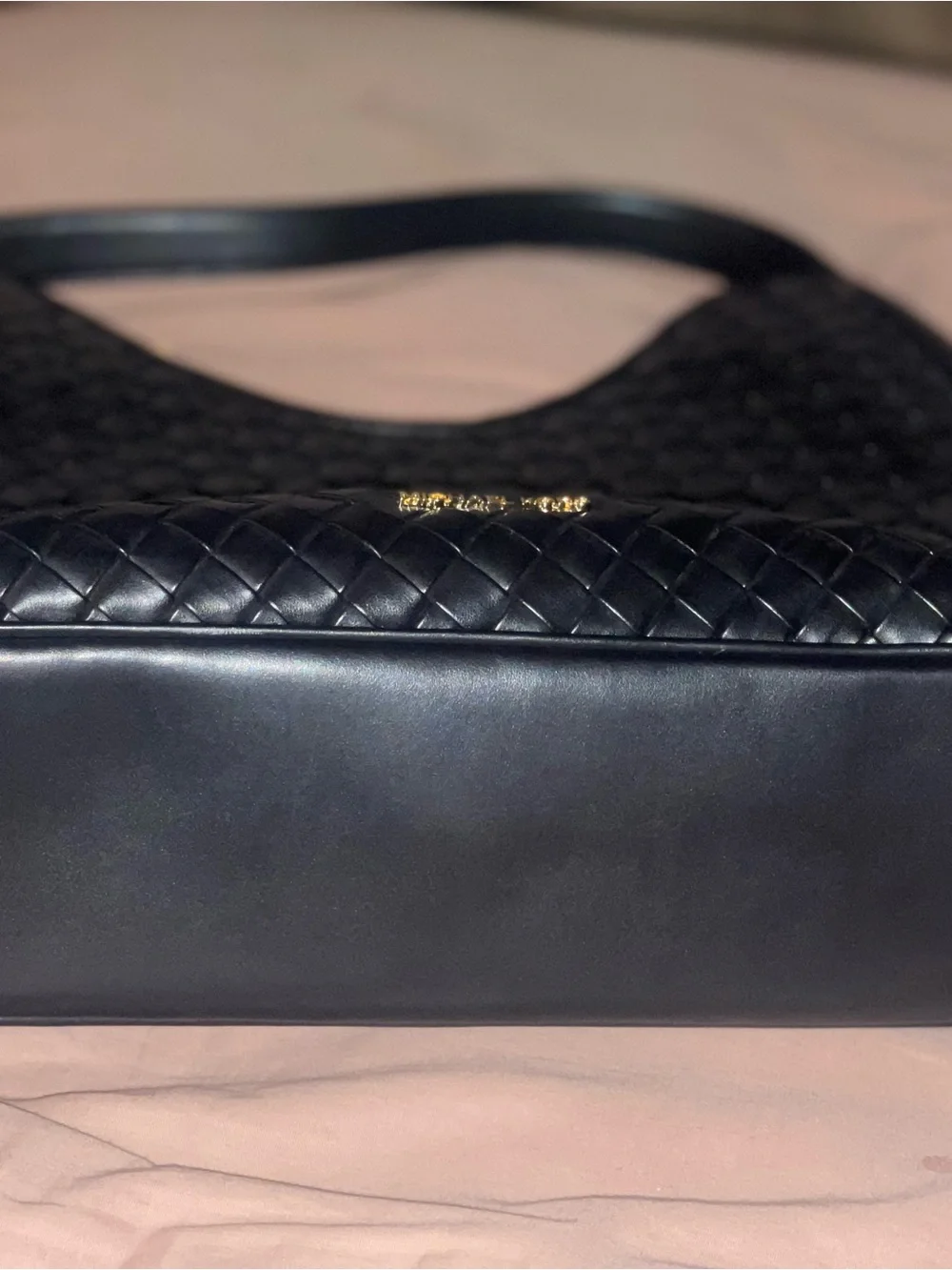 Michael Kors Black Woven Leather Shoulder Hobo with Matching Wallet